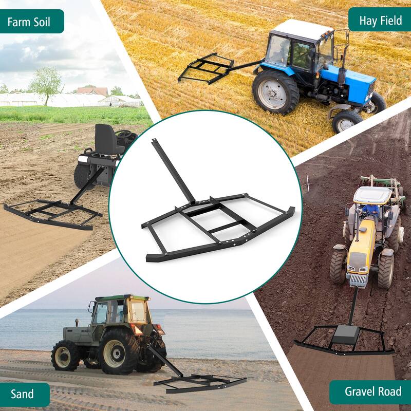 Gymax 66'' Wide Driveway Drag Tow Behind Landscape Leveling Rake