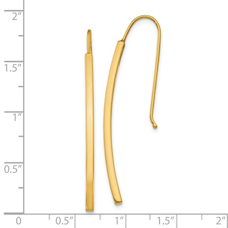 Curata 14k Yellow or White Gold Polished Curved Bar Dangle Hook Earrings 48x1.5mm