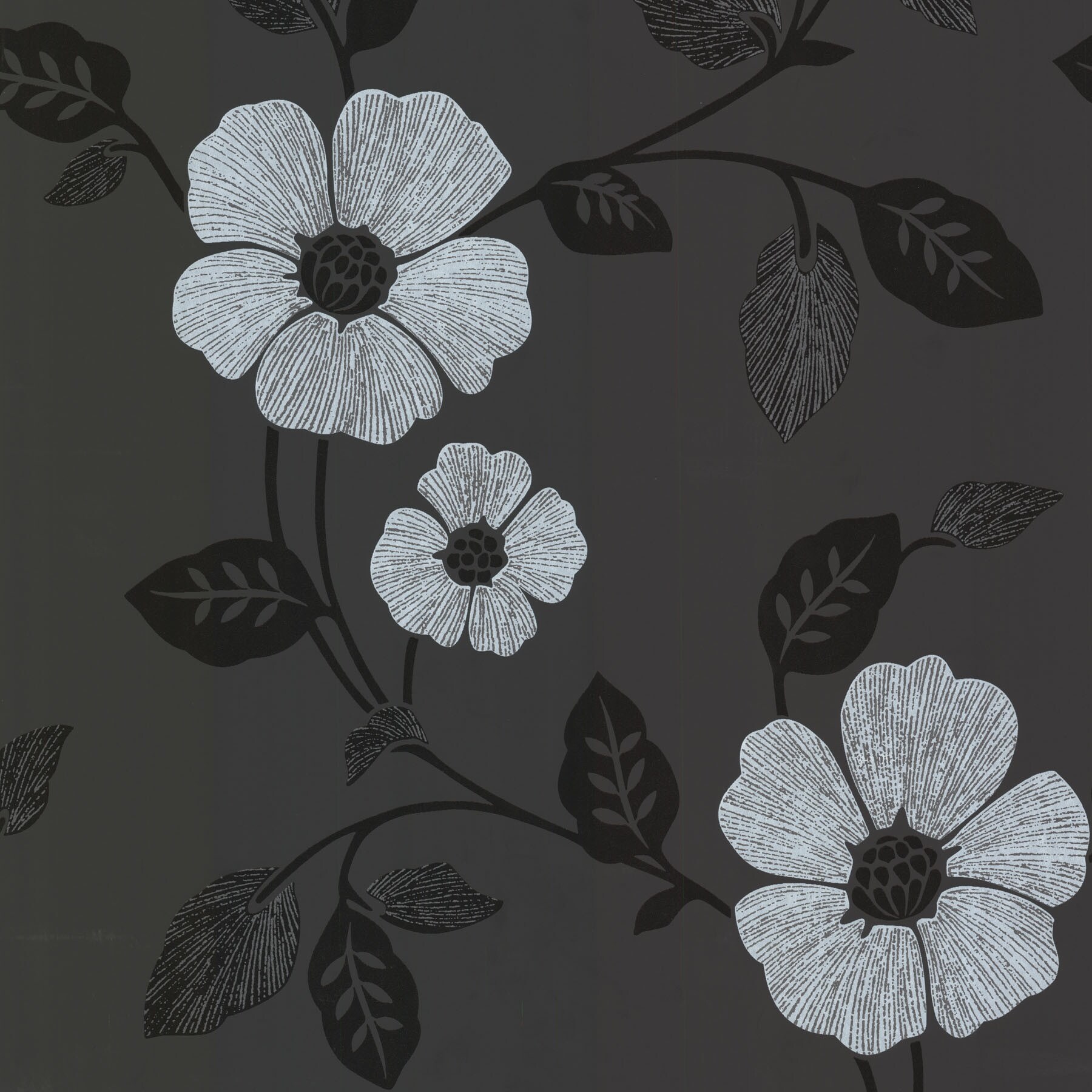 Shop Brewster 450 46962 Zync Black Modern Floral Wallpaper
