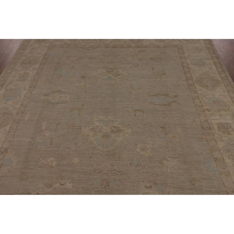 Earth Tone Vegetable Dye Oushak Area Rug Hand-Knotted Wool Carpet - 8'2"x 9'8"