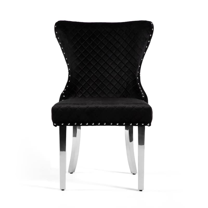 Furniture of America Thaddeus Glam Fabric Dining Chair with Nailhead Trim (Set of 2)