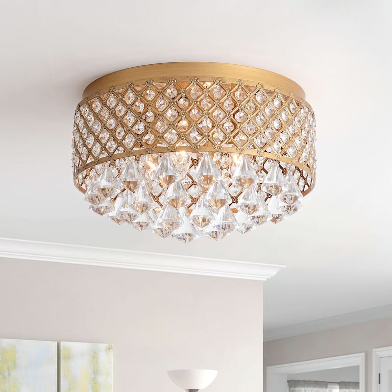 Silver Orchid Taylor 4-light Crystal Flush Mount Chandelier