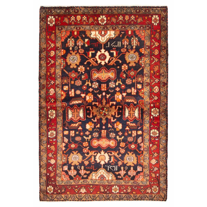ECARPETGALLERY Hand-knotted Andelz Navy Wool Rug - 4'10 x 7'4 - Dark Navy - 4'10 x 7'4