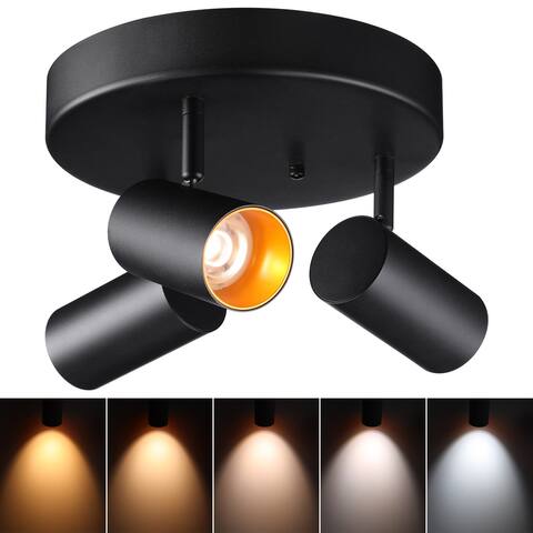 5CCT 3-Light Ceiling Track Spotlights, 5 Color Temperature Selectable