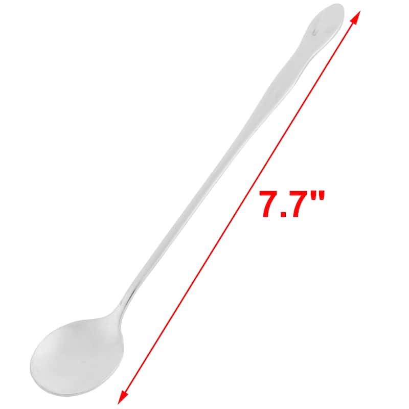 Stainless Steel Long Handle Latte Coffee Tea Spoon Scoop 19.5cm Length 2pcs - Silver Tone