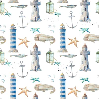 Ocean Light House Removable Wallpaper - 24'' inch x 10'ft