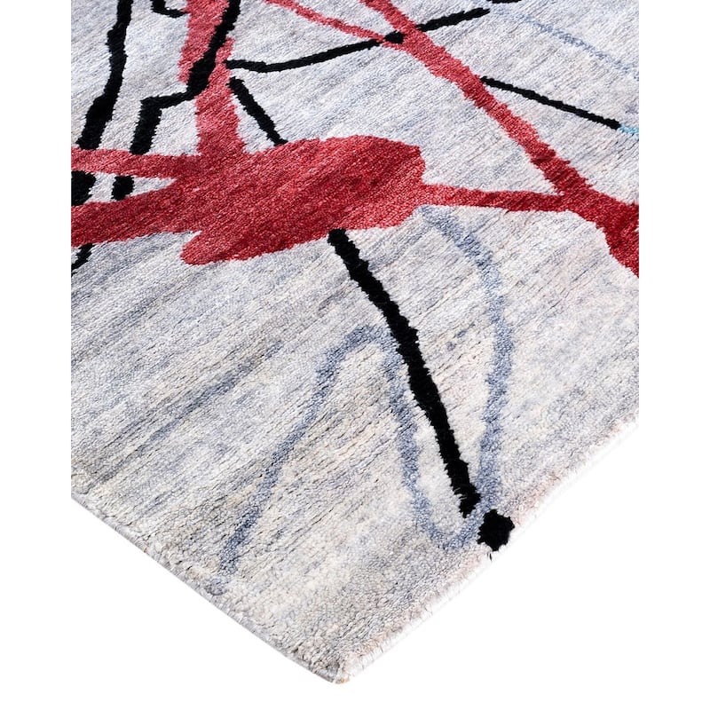 Modern One-of-a-Kind Hand-Knotted Area Rug, Gray - 8' 0" x 10' 1"