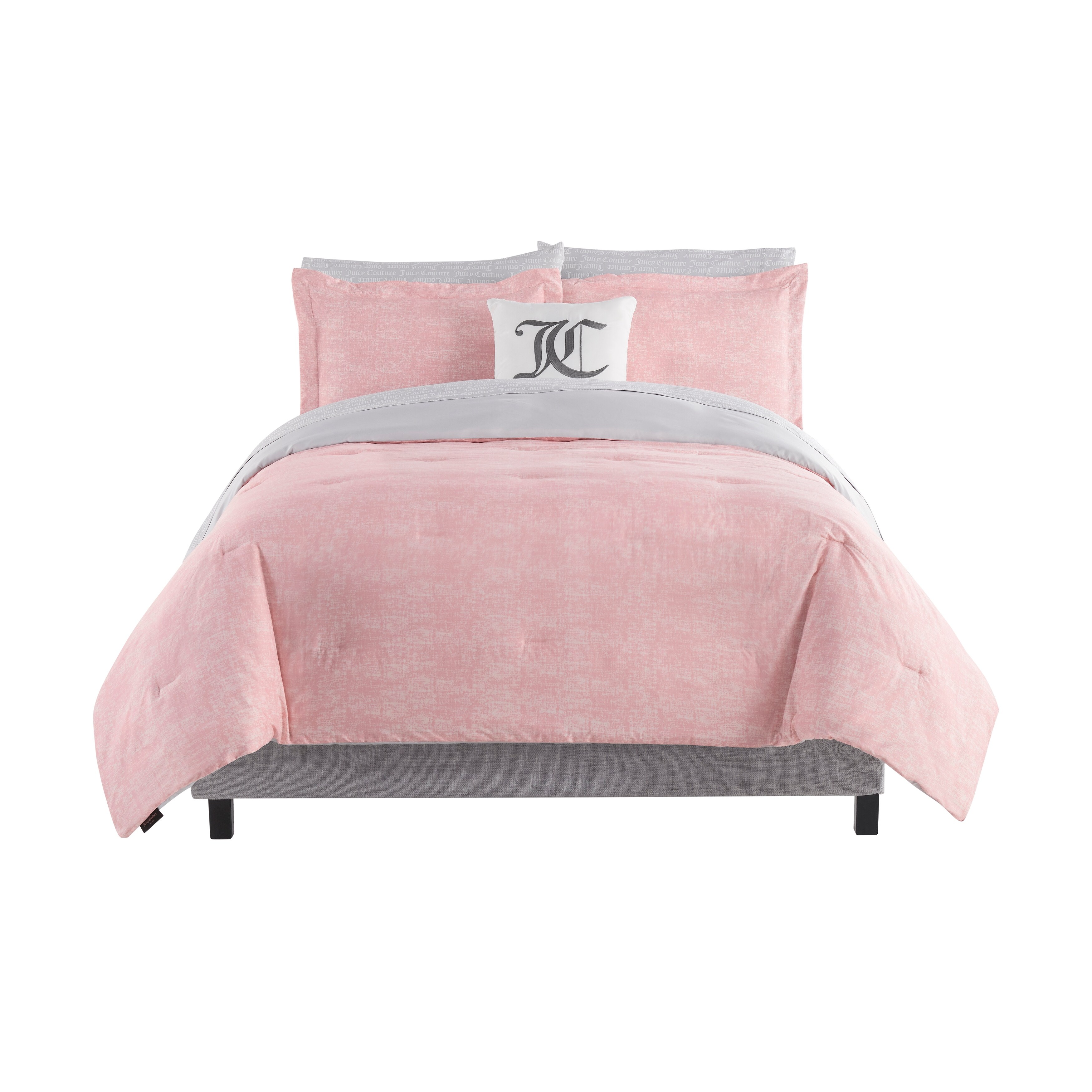 Juicy Couture Texture Pink Grey 6 Piece Comforter Set