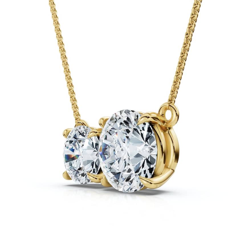 Bliss Diamond 1 1/2Ct Rounds Toi et Moi Diamond Pendant Gold or Pt Lab Grown - Yellow