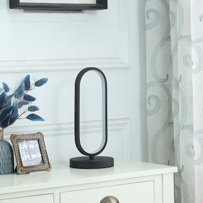 14 In. Andras Modern Matte Black LED Metal Table Lamp