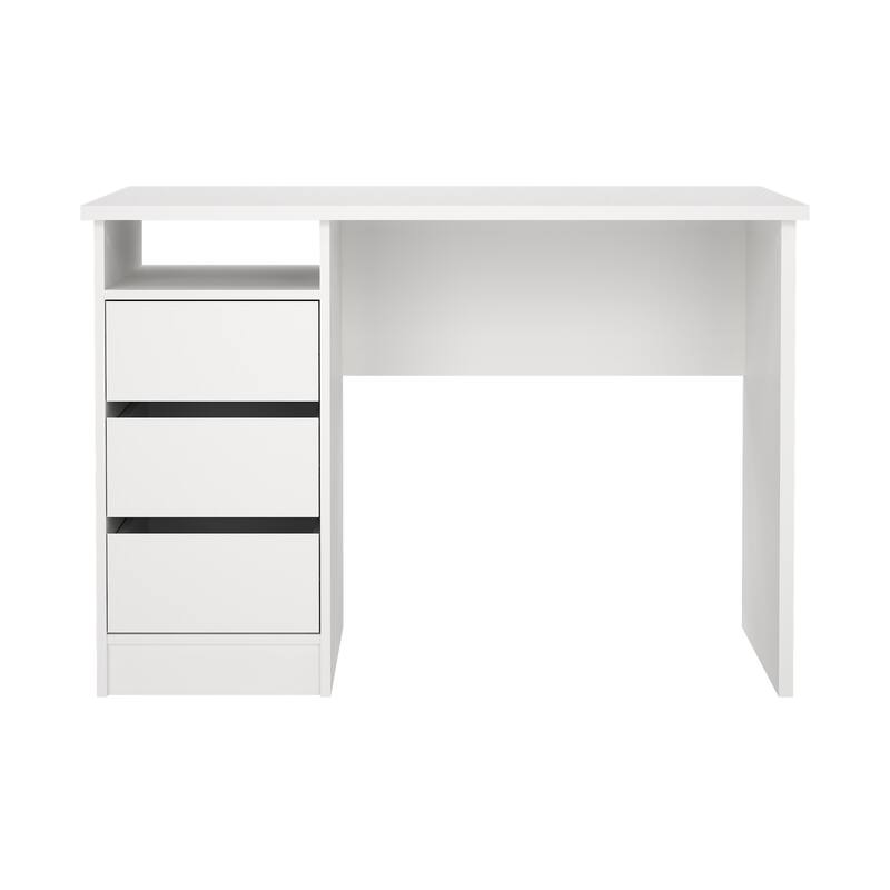 Porch & Den Wes Home Office Writing Desk with 3 Drawers and Open Shelf - White