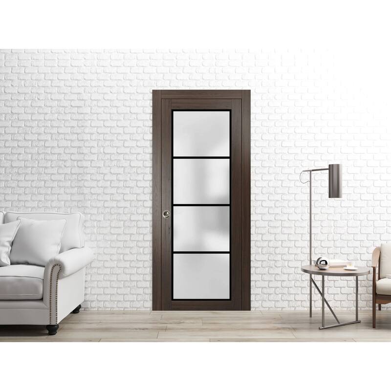 French Pocket Door 18 x 80 Planum 2132 Chocolate Ash Kit Trims Rail