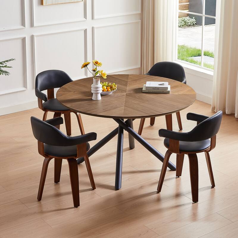 53.14'' Round MDF Coffee Table End Table Short Leisure Tea Table Cross Legs Metal Base, Easy to Assemble