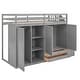 preview thumbnail 13 of 34, Stylish & Simple Functional Loft Bed with 3 Shelves, 2 Wardrobes and 2 Drawers, Ladder with Storage, No Box Spring Needed, Gray