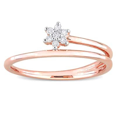 Miadora Diamond Accent Floral Wrap Promise Ring in Rose Plated Sterling Silver