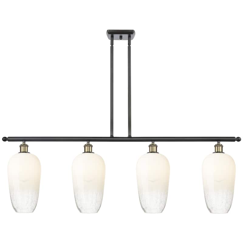 Innovations Lighting Endless Possibilities Ballston - Brookhaven Flute - 4 Light 48" Stem Hung Island Light - Black Antique Brass/Opal