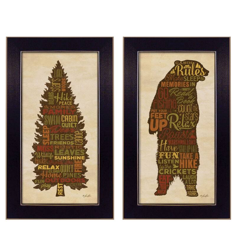 TrendyDecor4U Traditional "Cabin Rules" 2-Piece Vignette by Lauren Rader