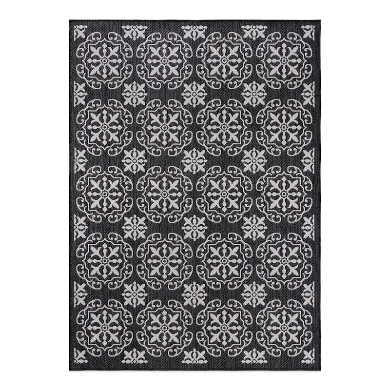 World Rug Gallery Transitional Geometric Textured Flat Weave Indoor/Outdoor Area Rug
