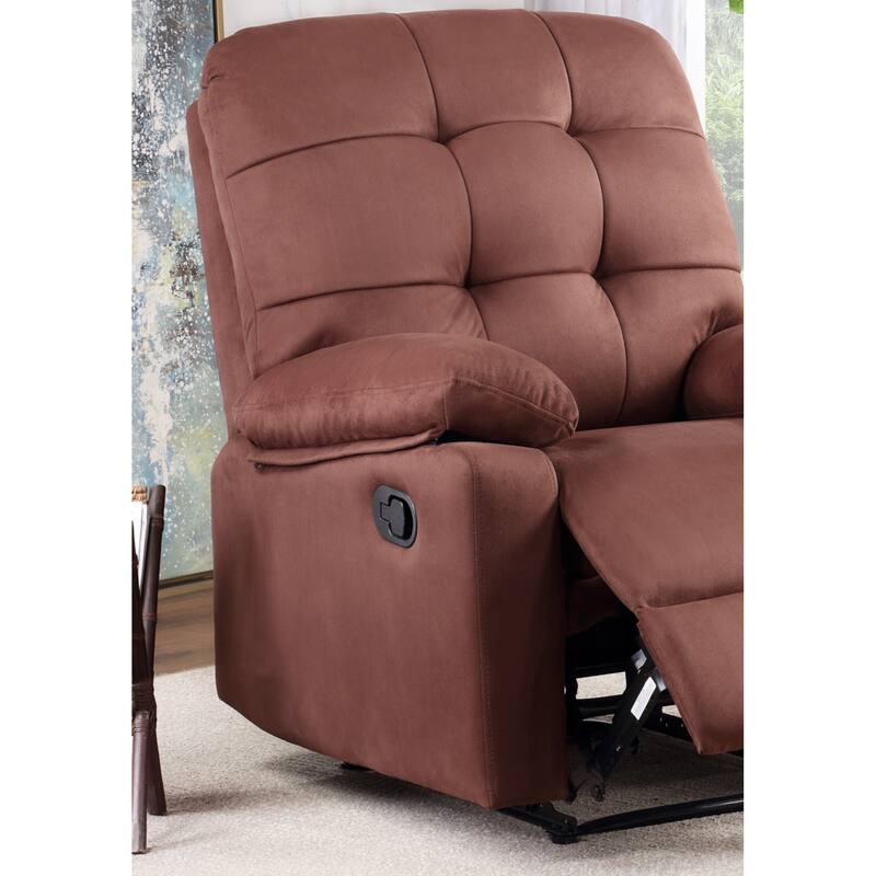 Contemporary Chocolate Color Plush Microfiber Motion Recliner Chair 1pc Couch Manual Motion Plush Armrest Tufted Back
