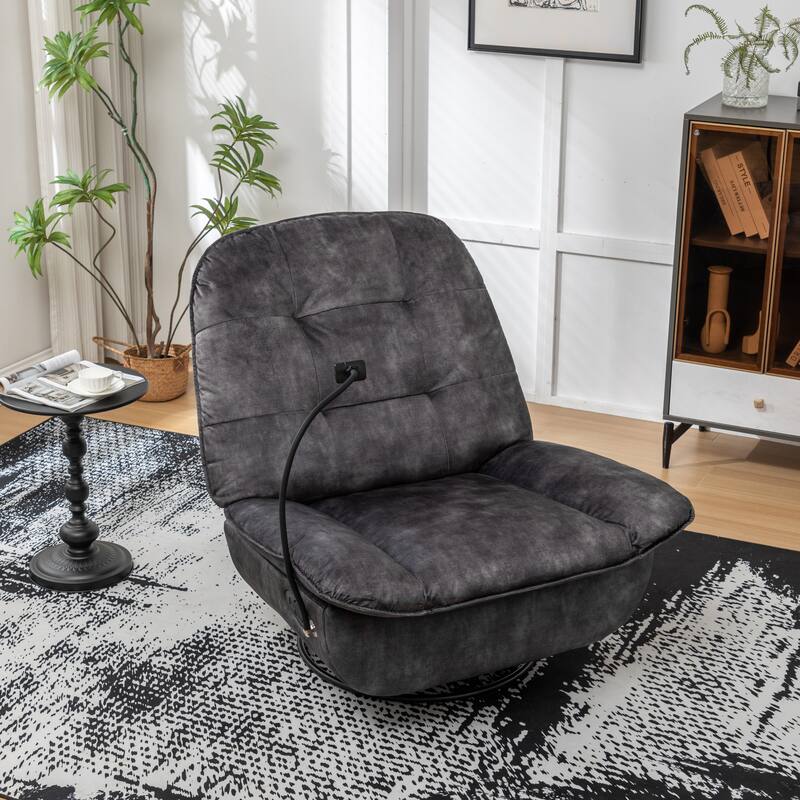 Black Recliner, Reclining Lazy Chair, Mobile Phone Holder, Large and Vomfortable Reading Chair