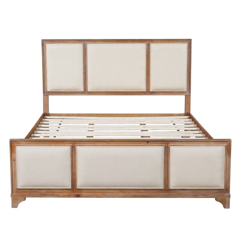 Christopher Knight Home - Hendrix Modern Farmhouse Upholstered Wood Platform Bed with Panel Headboard and Footboard