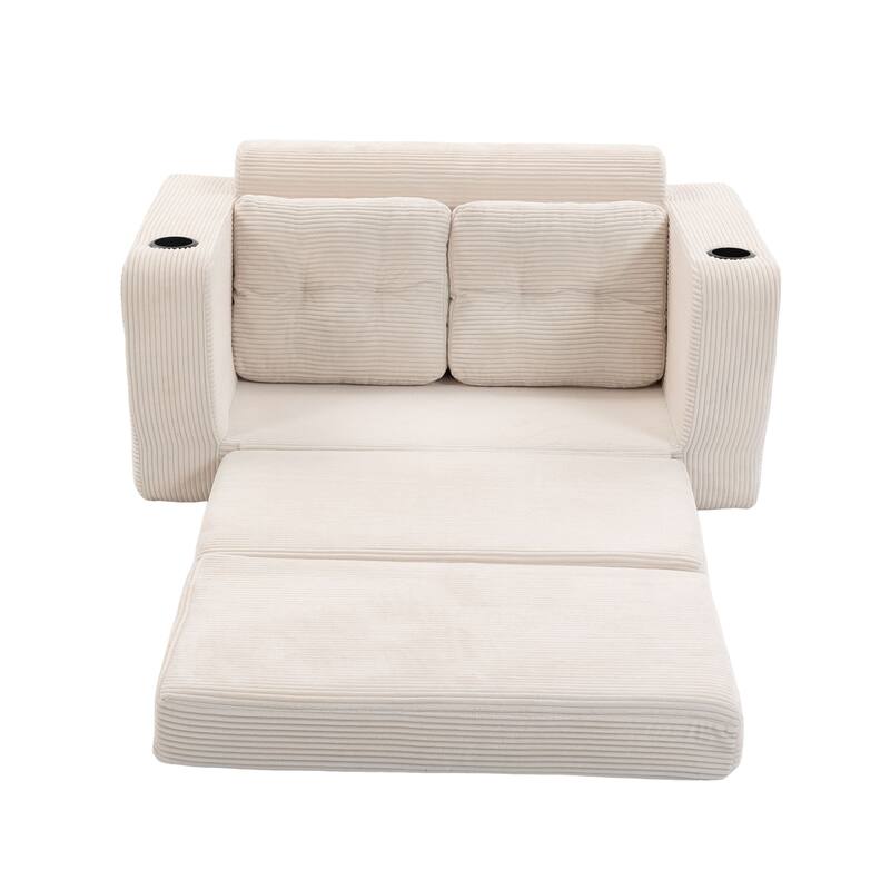 Convertible Sofa Bed, Expandable double Sofa Bed, 2 in 1 Convertible Sofa Bed, Fold Out Floor Couch with Pillows