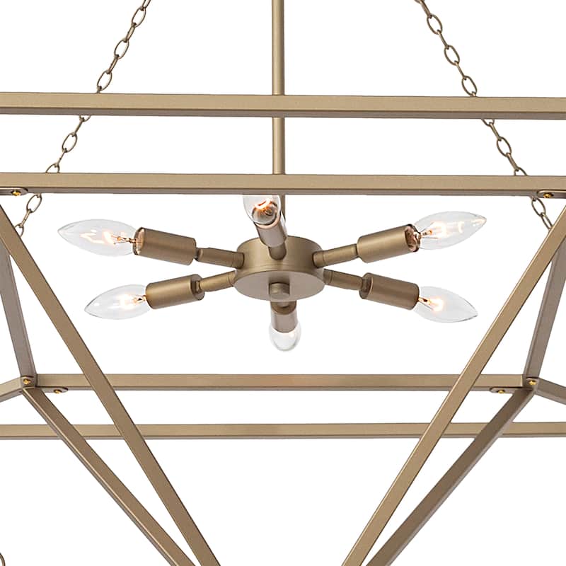 Modern 6 - Light Brass Dust Metal Geometric Chandelier - 44.88"x44.88"x45.53"