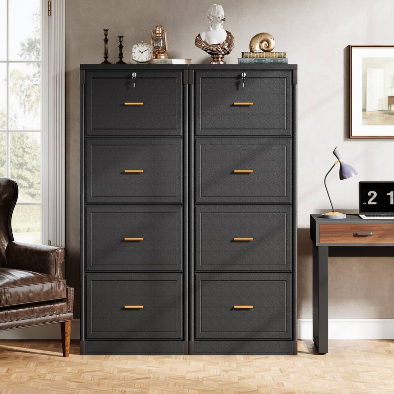 Vertical File Cabinet with 4 Drawers, Lockable Filling Cabinet with Key for Home Office