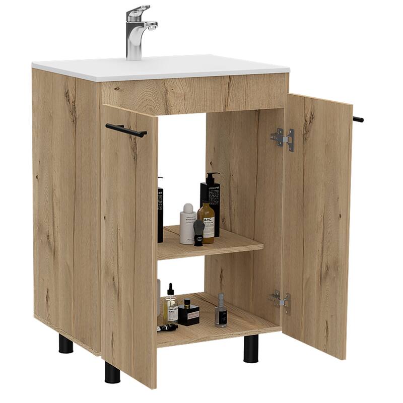 Modern Vanity with Durable One-Hole Resin Sink and Drop-In Design - 23.8"W x 34.1"H - 18.1in L