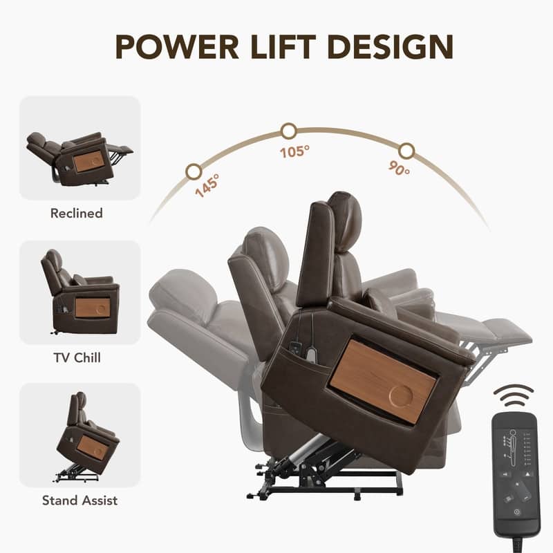 Spruce & Spring Power Lift Recliner Chair for Elderly with Foldable Tray Table and Massage