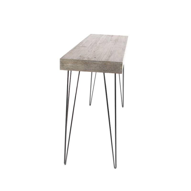 Wood Rectangular Console Table with Black Metal Hairpin Legs - Brown - Roche River Decor - 15"W x 47"L x 31"H