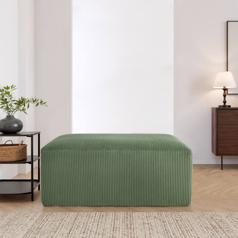 40"W Oversized No Assembly Corduroy Rectangle Ottoman