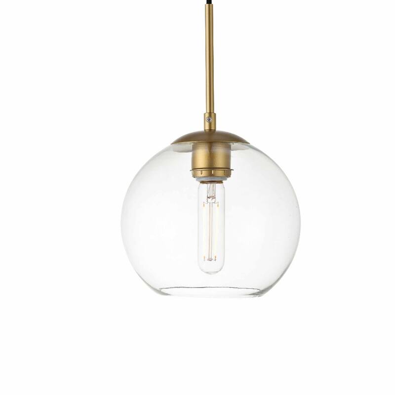 Elegant Lighting Baxter Single Light 8" Wide Mini Pendant with Clear - Brass / Clear