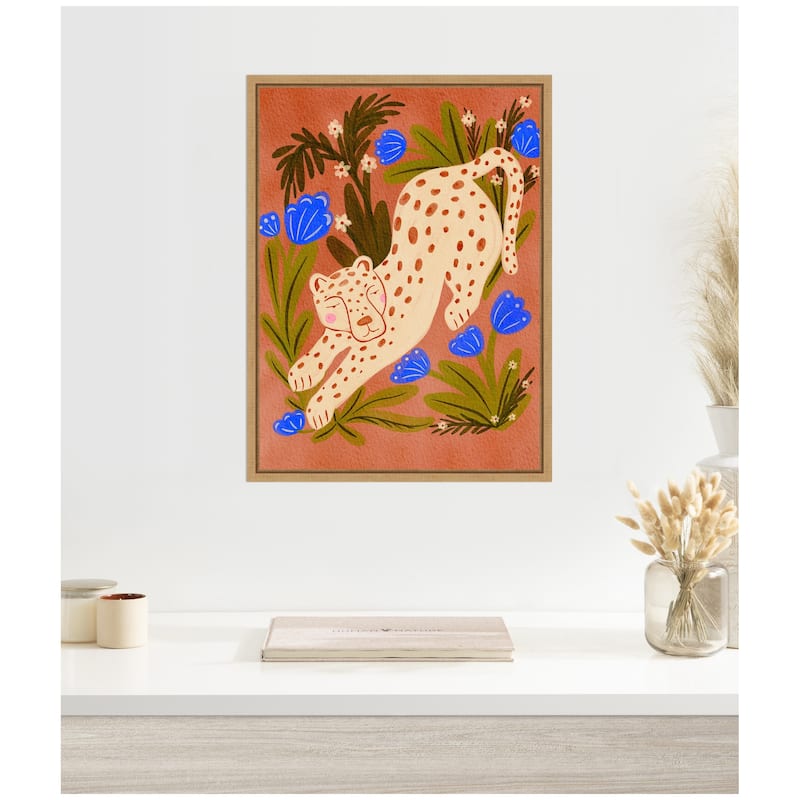 Kate and Laurel Sylvie Leopard in Moroccan Forest Framed Canvas by Nikita Jariwala