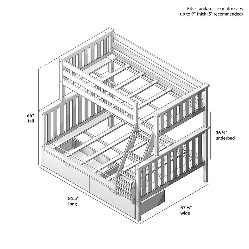 Max and Lily Twin over Full Bunk Bed with Under Bed Storage Drawers