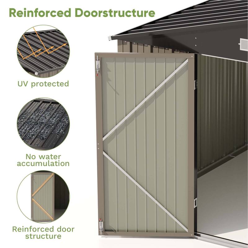 Patiowell 10' x 12' &10' x 14' Metal Outdoor Storage Shed with Floor Frame for Garden, Backyard, Patio