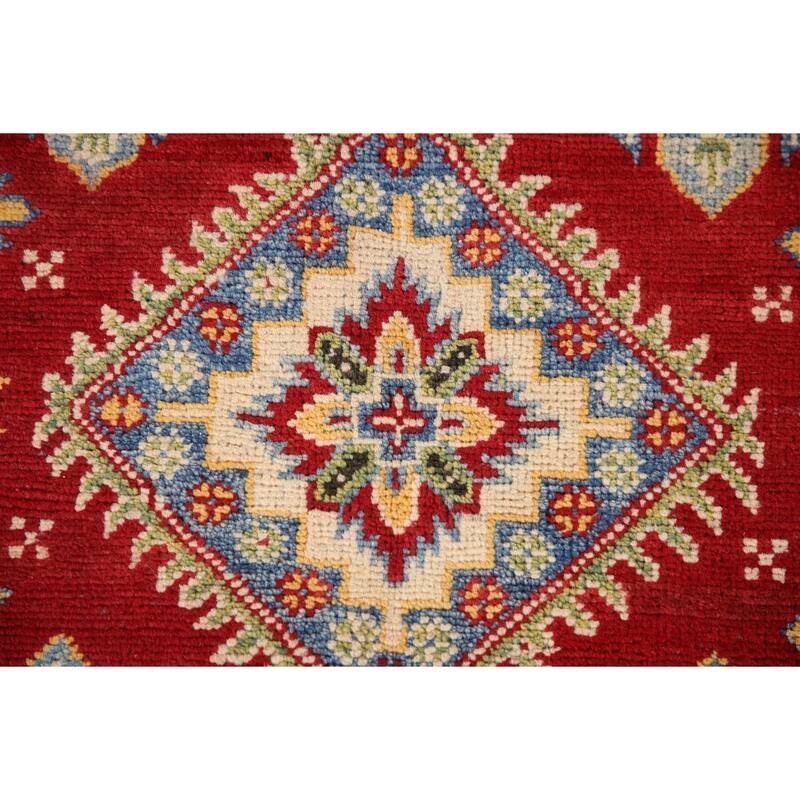 Red Kazak Oriental Accent Rug Handmade Wool Carpet - 3'4"x 4'10"