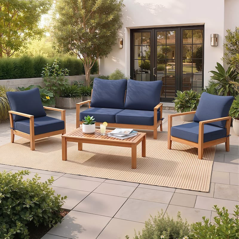 Crestlive Products Outdoor Premium Deep Seat Cushion Set - 4PC - Navy Blue