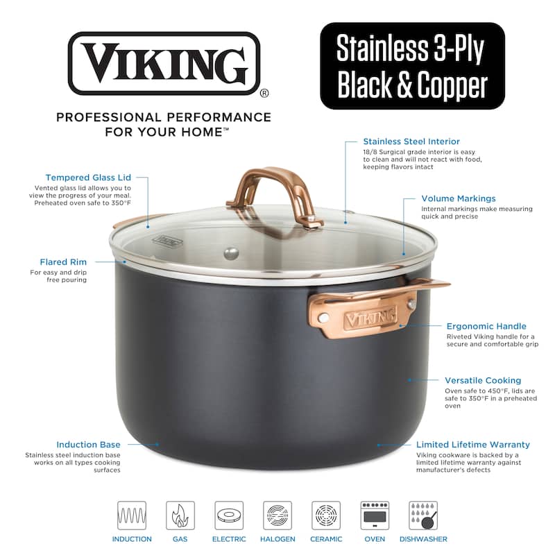 Viking 3Ply black & copper 5 Qt. Dutch Oven On Sale Bed Bath