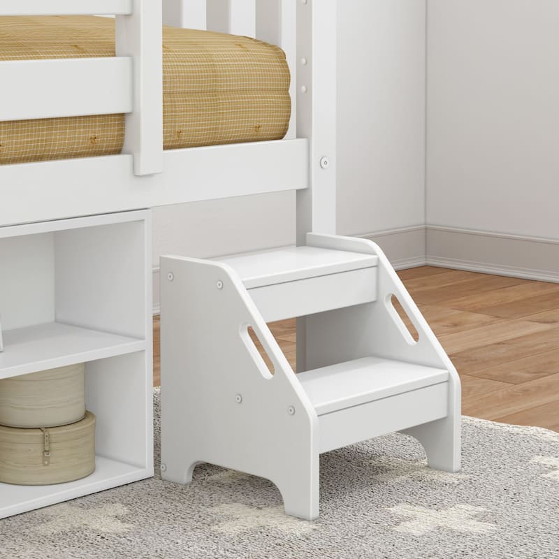 Max and Lily Twin Solid Wood Soren Ultra Low Loft Bed with Bookcase