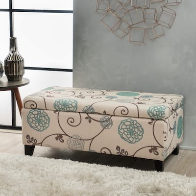 Breanna Floral Upholstered Storage Ottoman by Christopher Knight Home