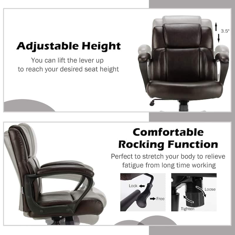 Costway Executive Leather Office Chair Adjustable Computer Desk Chair - See Details