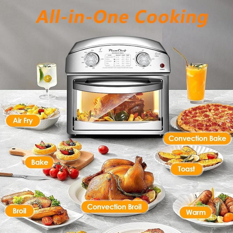 12.5 Quart 7-in-1 Convection Toaster Oven, 1500W, Stainless Steel, with 5 Pre-Set Menus