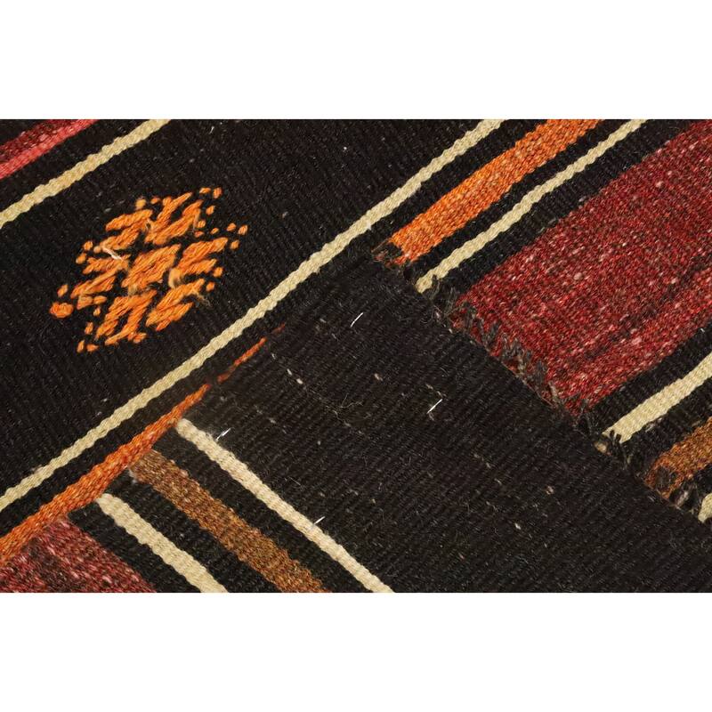 Hand Woven Oriental 100% Wool Carpet Southwestern Tribal Multi-Colored Kilim Runner Rug - 12' 5'' X 4' 3''