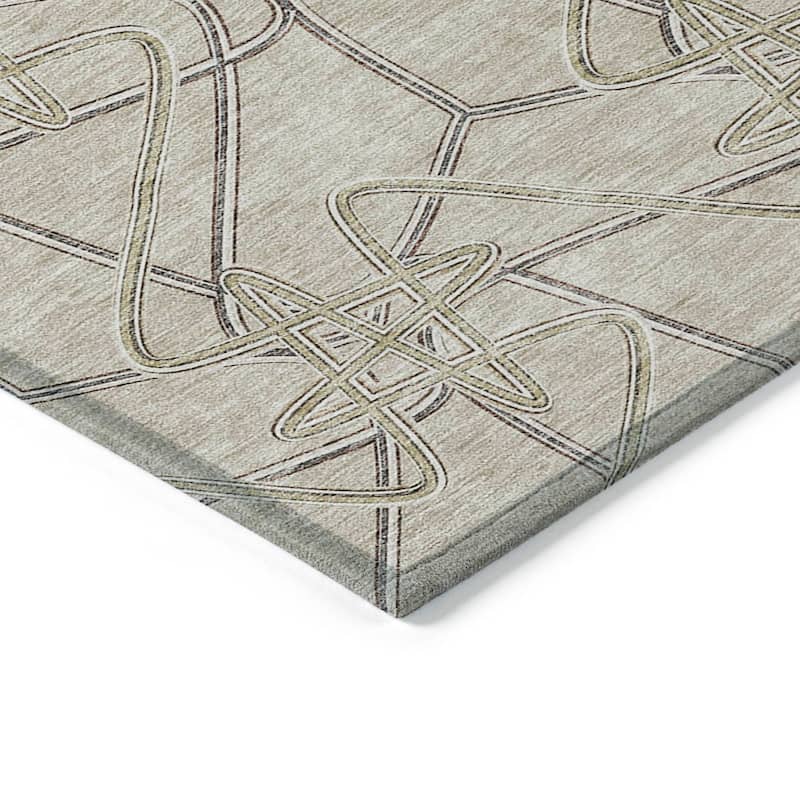 Machine Washable Indoor/ Outdoor Contemporary Links Chantille Rug
