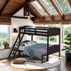 preview thumbnail 15 of 25, Elegant Twin over Full Bunk Bed with Camelback Headboard, Angled Ladder, Guardrails & Mission-Style Design