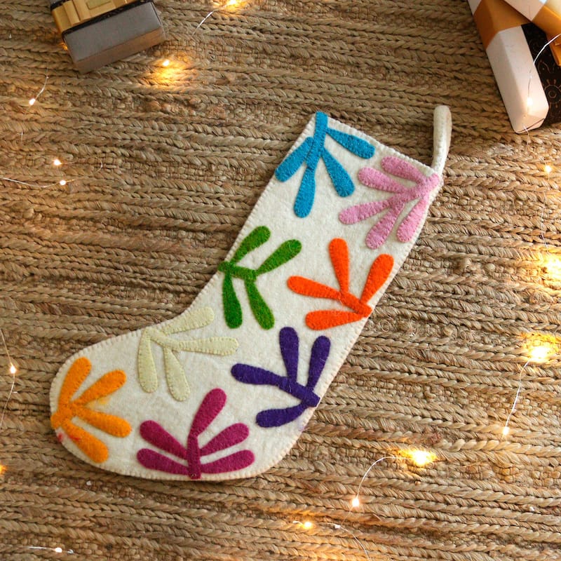 Novica Handmade Holiday Cheer Applique Wool Felt Christmas Stocking