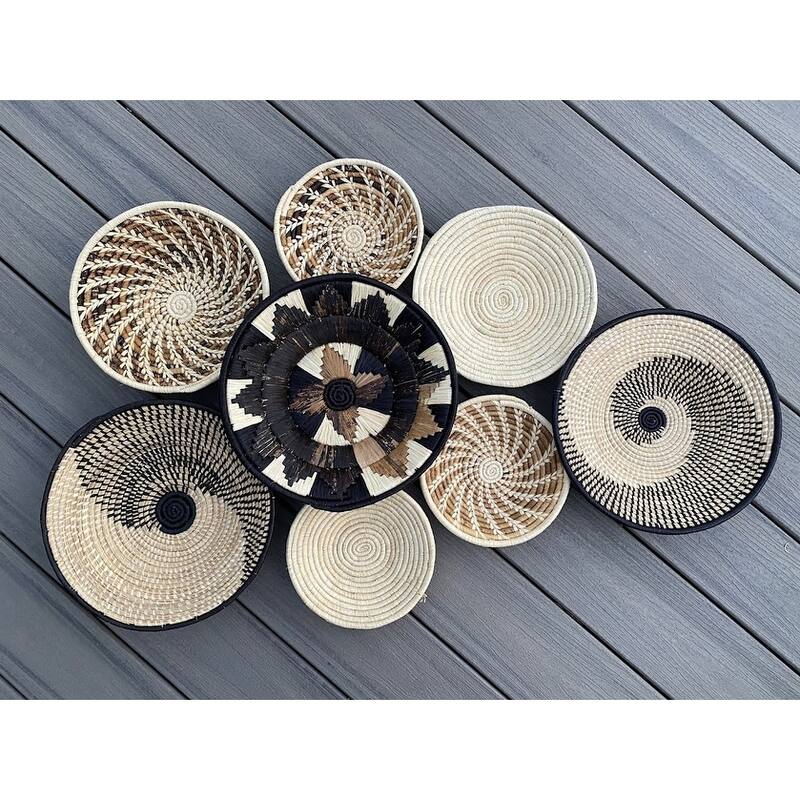 Set Of 8 Natural Color Wall Hanging Baskets 7.5"-12" - Multi