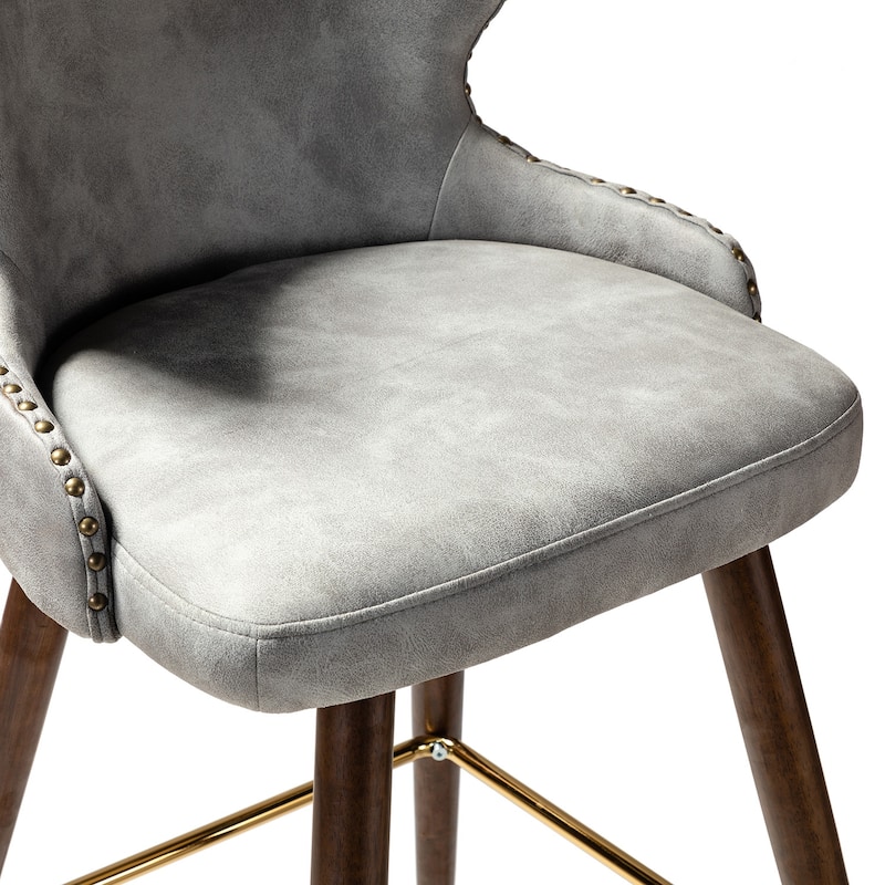 Hepburn Wingback Nailhead Trim Bar Stool Set of 2 by HULALA HOME