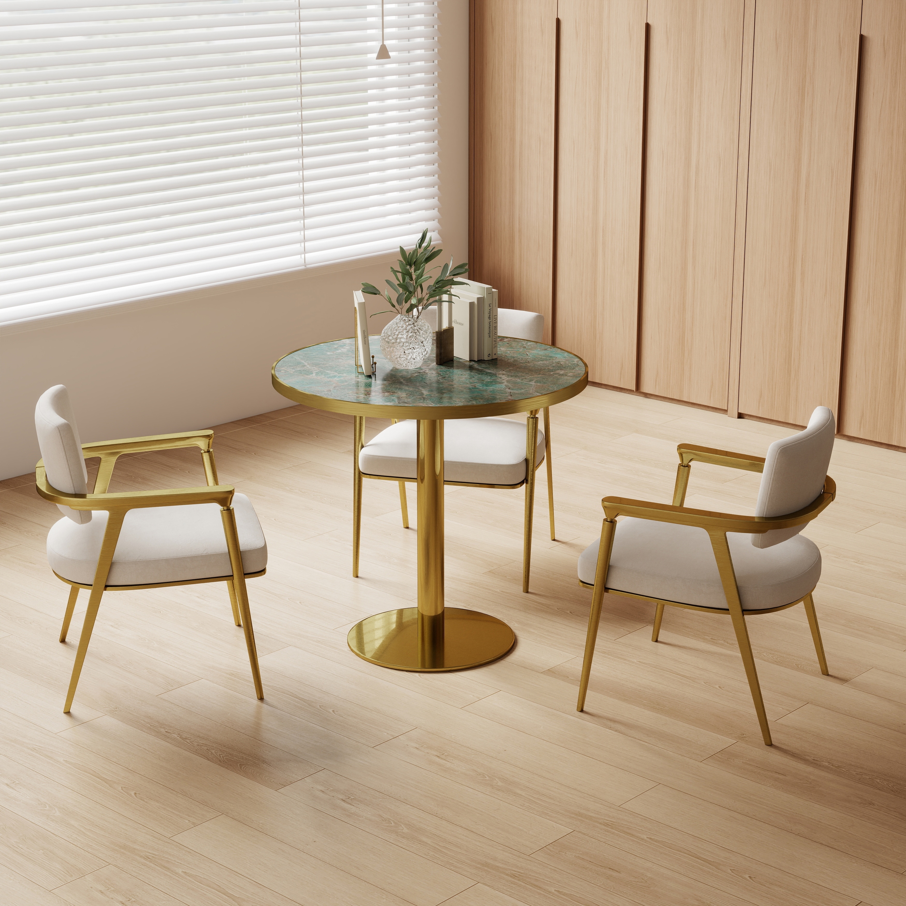 Round Modern Dinning Table 31.5 inches Bistro Table Tulip Table with Faux Marble top,Easy Assemble - Light Slate Grey